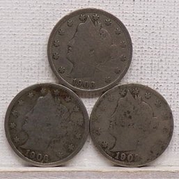 (3) Liberty Head V Nickels 1902, 1903 & 1906