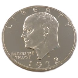 Beautiful 1972-S Proof Eisenhower Silver Dollar Mirror-Like Deep Cameo, GEM BU