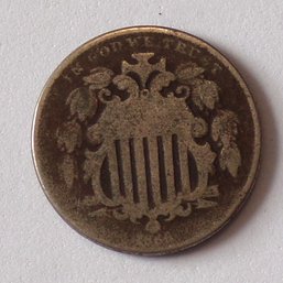 1866 (With Rays) Shield Nickel Five Cent Piece