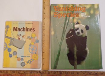 Four New Vintage, Hard Cover Childrens Books, 1960's-Whales Way & Machines, 1970's-5 Senses & Van. Species