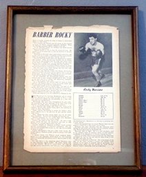 Vintage Framed Hand-Signed Rocky Marciano Boxing Magazine Page Display