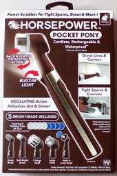 NEW BulbHead Horsepower Pocket Pony, A Cordless And Rechargeable Power Scrubber With A Built-in LED Light