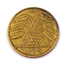 1933-G Germany - Weimar Republic, 10 Reichspfennig (KM# 40) LOW Mintage