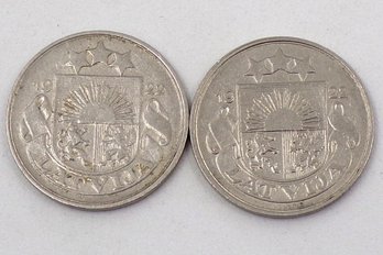 Two (2)-1922 Latvia 20 Santimu (KM# 5)