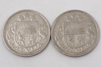 Two (2)-1922 Latvia 20 Santimu (KM# 5)