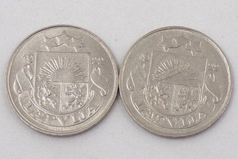 Two (2)-1922 Latvia 10 Santimu (KM# 4)