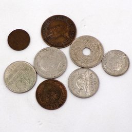 Lot Of 8 Foreign Coins-BETTER DATES, Various Values & Grades (See Pictures)