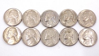 (10) Ten 1964 & Older Jefferson Nickels AU Or Better