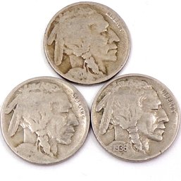 (3) Buffalo Nickels 1920, 1925 & 1936