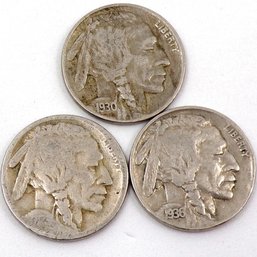(3) Buffalo Nickels 1923, 1930 & 1936