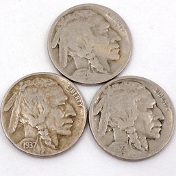 (3) Buffalo Nickels 1926, 1927 & 1937