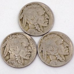 (3) Buffalo Nickels 1923, 1926 & 1933