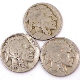 (3) Buffalo Nickels 1923, 1929 & 1935