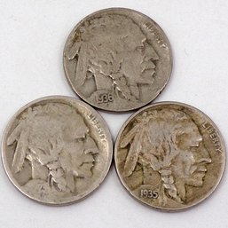 (3) Buffalo Nickels 1923, 1935 & 1936