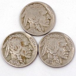 (3) Buffalo Nickels 1926, 1936 & 1937