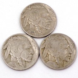 (3) Buffalo Nickels 1926, 1927 & 1937