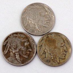 (3) Buffalo Nickels 1926, 1936 & 1937