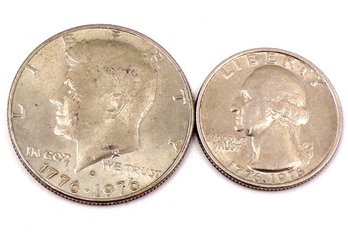 D-Mint Kennedy Bicentennial Half Dollar & Washington Bicentennial Quarter Dollar (BU)