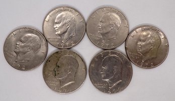 Six (6) Uncirculated Eisenhower Dollars