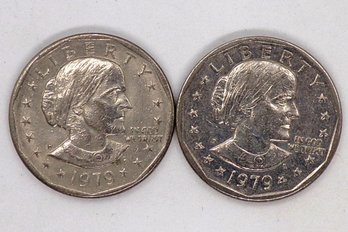 ERROR (Filled P) Two (2) Susan B. Anthony Dollars (1979-P) Closely Uncirculated