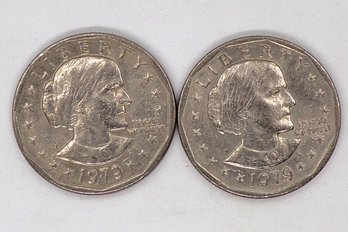 ERROR (Filled P) Two (2) Susan B. Anthony Dollars (1979-P) Closely Uncirculated