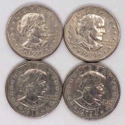 ERROR (Filled P) Four (4) Susan B. Anthony Dollars (1979-P) Brilliant Uncirculated
