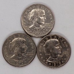 ERROR (Filled P) Three (3) Susan B. Anthony Dollars (1979-P)