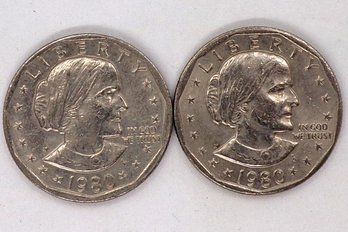 (2) Two 1980-P Susan B. Anthony Dollars Brilliant Uncirculated