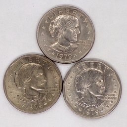 Three (3) Brilliant Uncirculated Susan B. Anthony Dollars