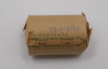 $20 Roll Of Eisenhower Dollars Unsearched, Labled 1972 Type 1 & 3, (UNKNOWN Condition)