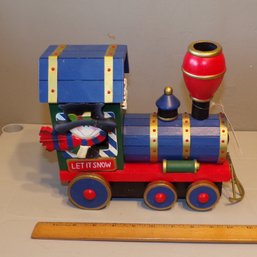 Vintage NEW Wooden Christmas Train Locomotive, 'Let It Snow'