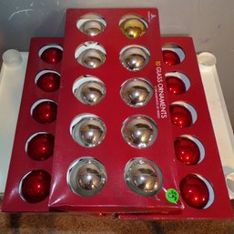 3- New Boxes Of Glass Christmas Ornaments, New In Packaging