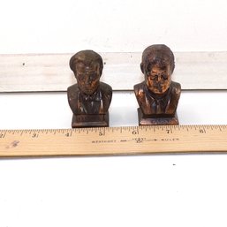 Vintage President Lincoln & J. F. Kennedy Copper Bust Miniature Statues