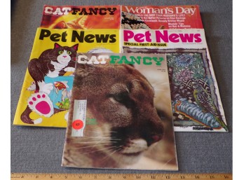 Five Vintage Magazines, 1970's, Woman's Day, Cat Fancy & Pet News
