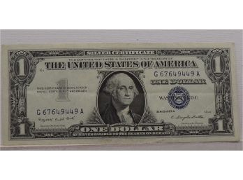 1957A $1 (One Dollar Blue Seal) Silver Certificate Lightly Circulated