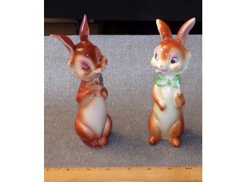 Beautiful Vintage Large, 7' Tall Rabbit Salt & Pepper Shakers Made In Japan #H-850 With Original Stoppers