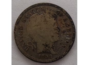 1909 Barber Silver Dime (Partial Liberty)