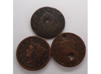 (3) Three Large Cents, All Have Imperfections