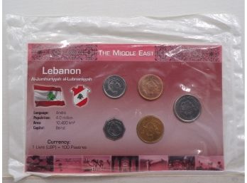 GEM Brilliant Uncirculated Lebanon Coin Set In Custom Holder, 5 Coins