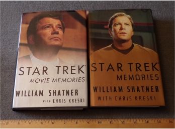 Two Hardcover Books 'STAR TREK Movie Memories' Written By William Shatner & Chris Kreski (1990's)