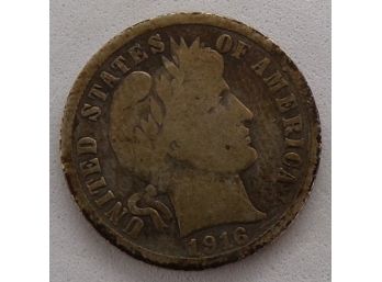 1916-S Barber Silver Dime (Partial Liberty)