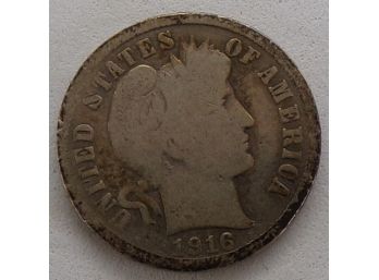1916-S Barber Silver Dime