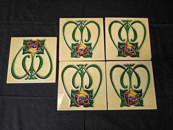 (5) Art Nouveau Fireplace Tiles