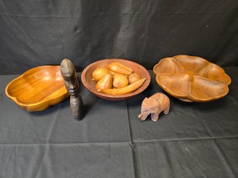 Wooden Bowl & Decor Lot