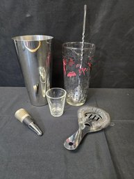 Vintage Cocktail Shaker & Accessories