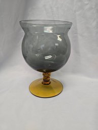 Handblown Black & Amber Footed Vessel