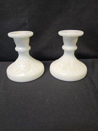 Milk Glass Candle Stick Holders