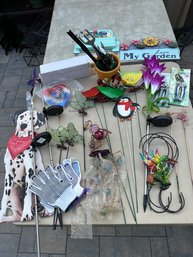 Outdoor Lot, Gardening Items Tools Decor, Garden Stakes Solar Powered Hooks See Photos