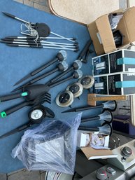 Lot Of Outdoor Solar Powered Lights Lanterns Stakes, Lamp Post Path Lights See Photos