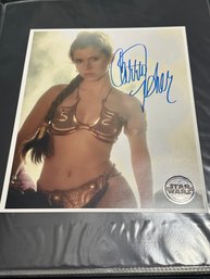 Carrie Fisher As Slave Princess Leia In Star Wars Return Of The Jedi Signed 8x10 Photo